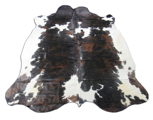 Grand tapis en peau de vache tricolore Taille : 7x7 pieds M-1481