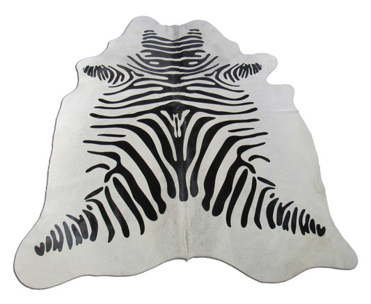 Zebra Print Cowhide Rug Size: 7x6 feet M-1514