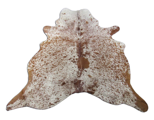 Salt & Pepper Brown and White Cowhide Rug (hard to see stitches) - Size: 6x6 feet M-1542