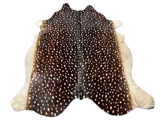 Tapis en peau de vache à imprimé cerf Axis (marron foncé) Taille : 7x6 pieds M-1618
