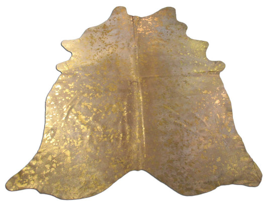 Gold Metallic Cowhide Rug (Bright Gold) Size: 7.5x7 feet O-1077