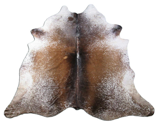 Special Brown and White Salt & Pepper Cowhide Rug Size: 8x7 feet O-1102