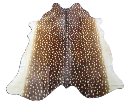 Tapis en peau de vache à imprimé cerf Axis - Dimensions : 7,7 x 6,2 pieds O-1182
