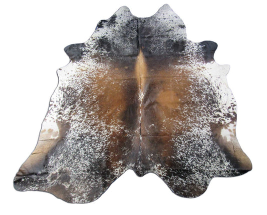 Tapis en peau de vache moucheté tricolore - Taille : 8x7 pieds O-1188