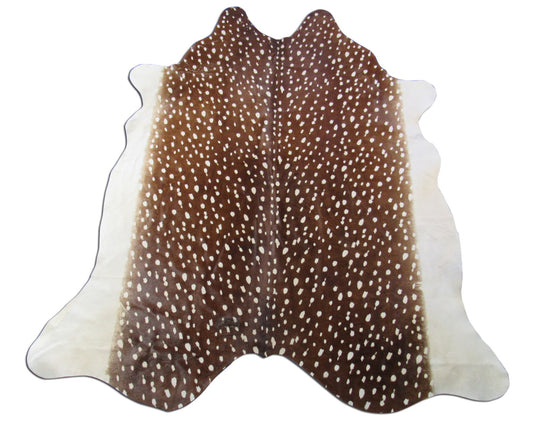 Tapis en peau de vache à imprimé cerf Axis - Taille : 7,7 x 7 pieds O-254