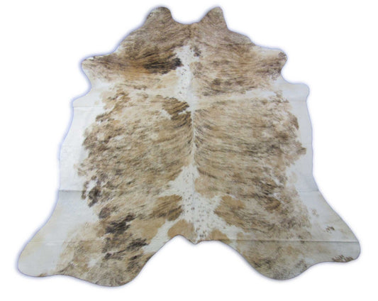 Tapis en peau de vache beige bringé Taille : 7,7 x 6,2 pieds O-286