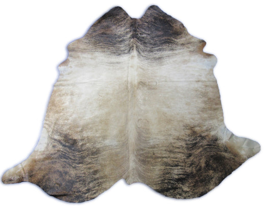 Tapis en peau de vache beige bringé (marques de feu) Taille : 8x7,2 pieds O-300