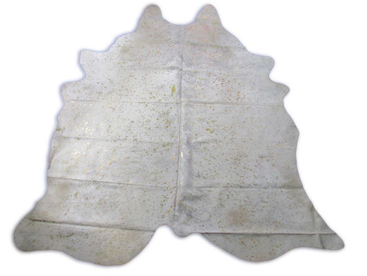 Tapis en cuir de vache délavé à l'acide Goldilocks Gold Metallic Gold Taille : 8,2 x 7,2 pieds O-307