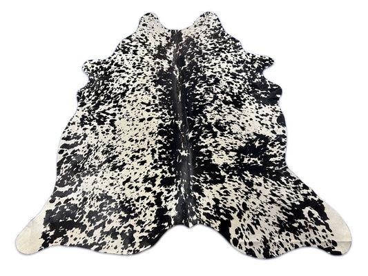 Tapis en peau de vache imprimé sel et poivre Taille : 7x6,2 pieds O-362