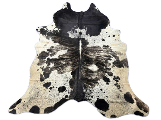 Gorgeous Brindle & White Cowhide Rug Size: 8.2x7 feet O-373