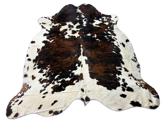 Grand tapis en peau de vache tricolore Taille : 7,2 x 7 pieds O-395