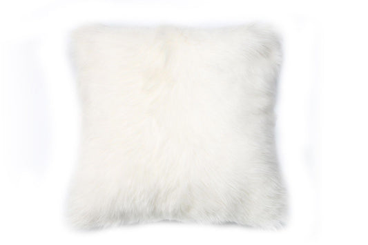 Mongolian Goat Pillow Cover - Size: 15" X 15" - Tibetan Lamb White Pillow Cover