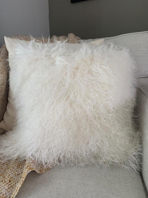 Mongolian Lamb Pillow Cover - Size: 16"x16'" - Tibetan Lamb Pillow Cover