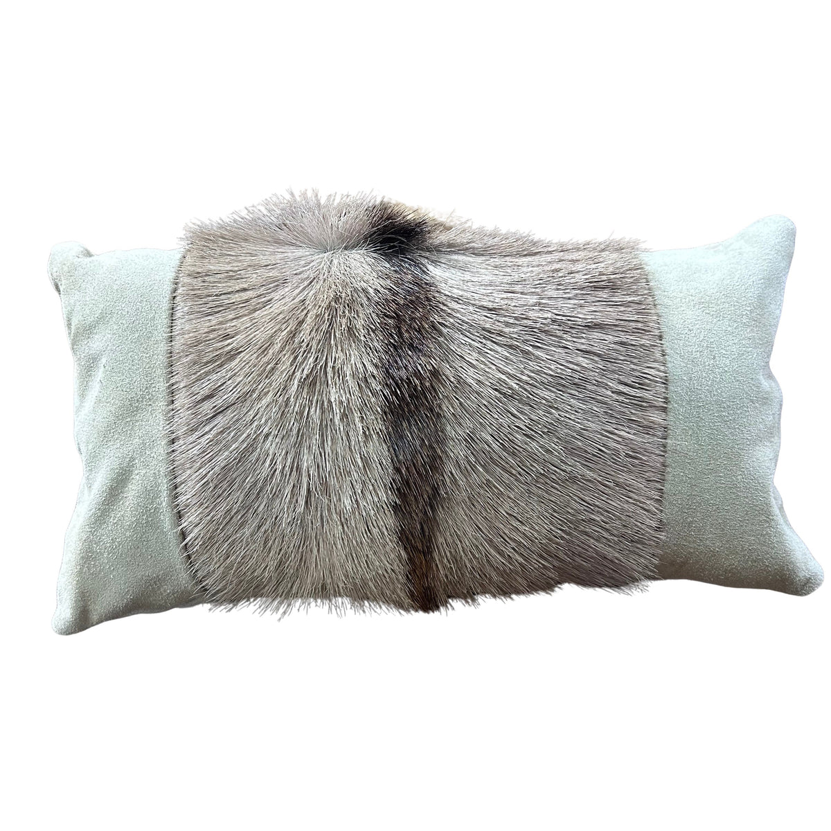 Gemsbok Pillow Case 17 x 9" Oryx Skin Pillow Cover / Natural Antelope (Suede Backing and Side) Pillow Cover -Lumbar- Size: 17 in x 9 in