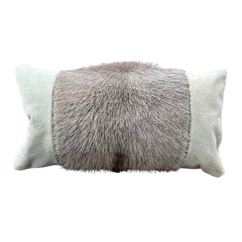 Gemsbok Pillow Case 17 x 9" Oryx Skin Pillow Cover / Natural Antelope (Suede Backing and Side) Pillow Cover -Lumbar- Size: 17 in x 9 in