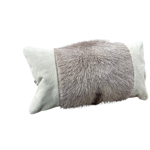 Gemsbok Pillow Case 17 x 9" Oryx Skin Pillow Cover / Natural Antelope (Suede Backing and Side) Pillow Cover -Lumbar- Size: 17 in x 9 in