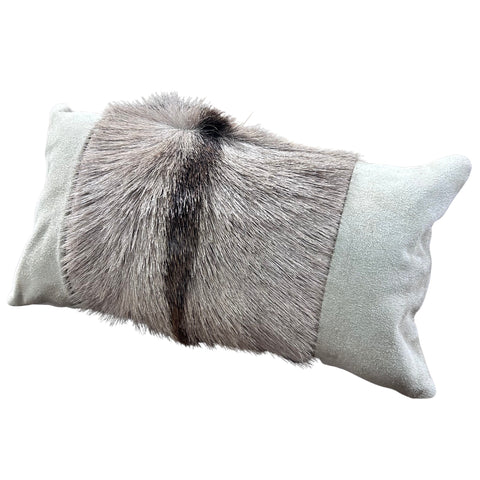 Gemsbok Pillow Case 17 x 9" Oryx Skin Pillow Cover / Natural Antelope (Suede Backing and Side) Pillow Cover -Lumbar- Size: 17 in x 9 in