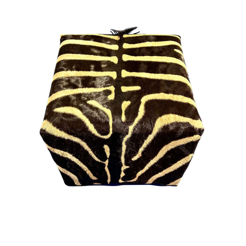 Real Zebra Skin Ottoman Cube 20 H X 20 X 18H" Zebra Skin Hair-on Ottoman # 1