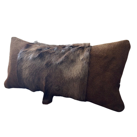 Black Springbok Throw Pillow Cover, Naturally Black Springbok Hide Cushion Cover, Springbok Pillow Cover - Size: 21x10 inches