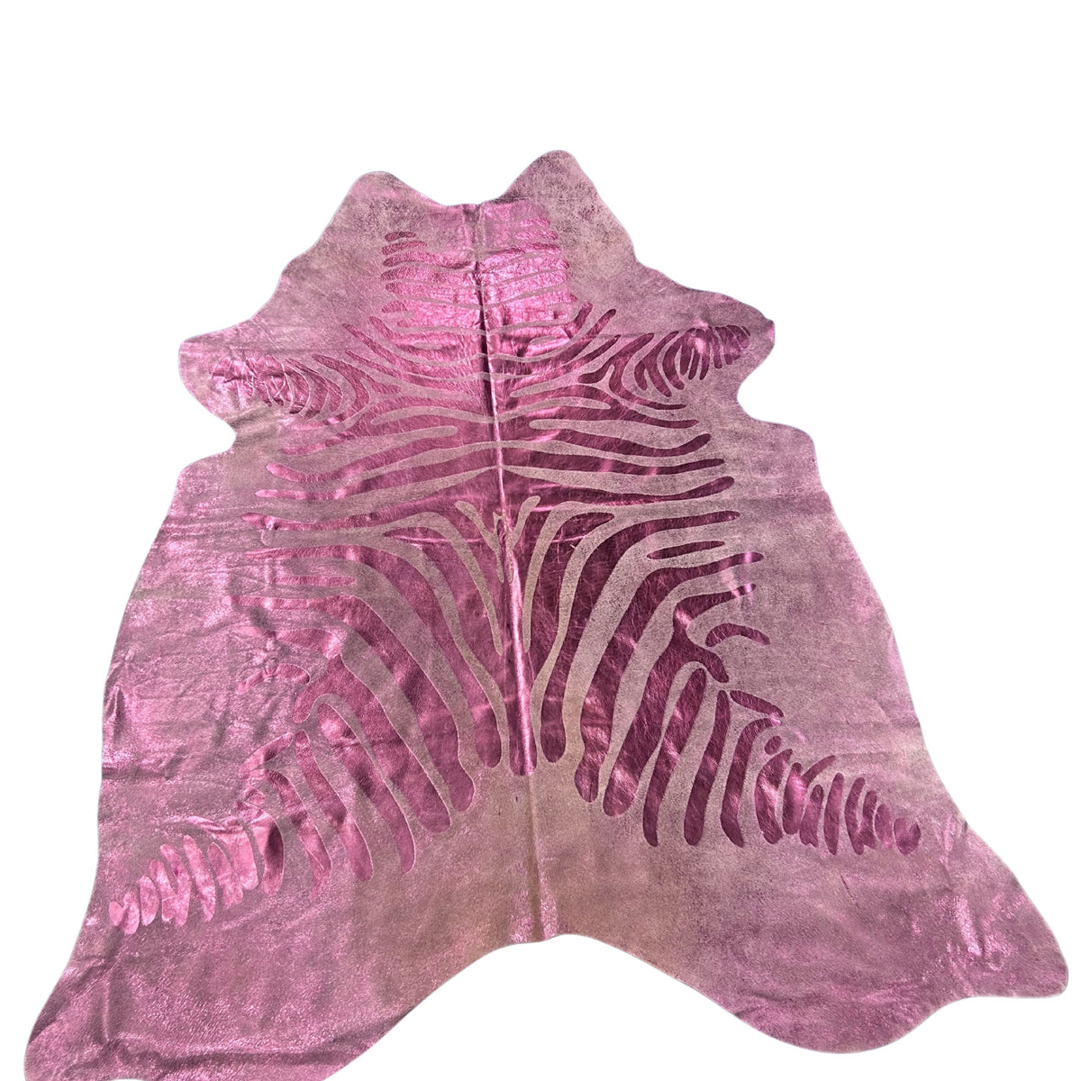 Pink Metallic Zebra Cowhide Rug Size: 8x6.5 feet J-042