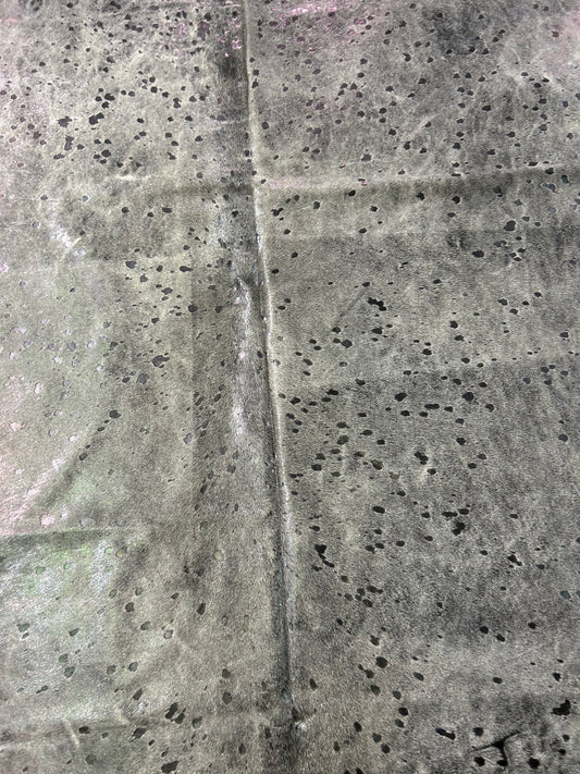 Dark Silver Metallic Acid Washed Cowhide Rug Size: 7.7x7 feet D-429