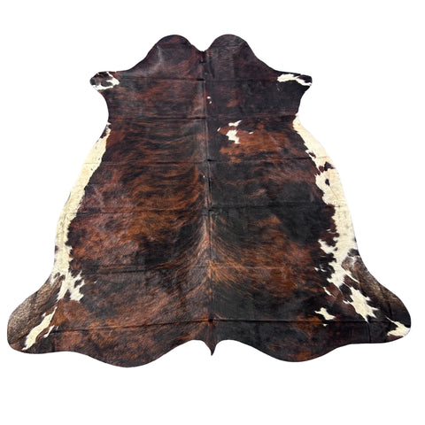 Exotic Brindle White Belly Cowhide Rug (38 sq ft) Size: 7.2x7 feet Colombia-103