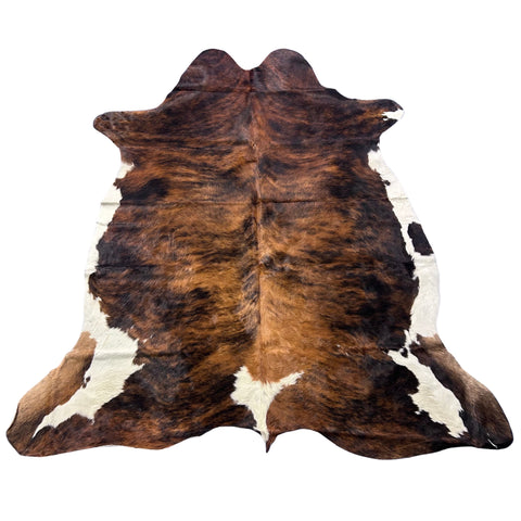 Exotic Brindle White Belly Cowhide Rug (33 sq ft) Size: 7x6.5 feet Colombia-120