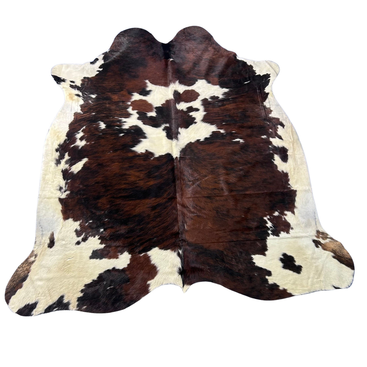 Tricolor Cowhide Rug (45 sq ft) - DARK BROWN Size: 7.5x7 feet Colombia-128