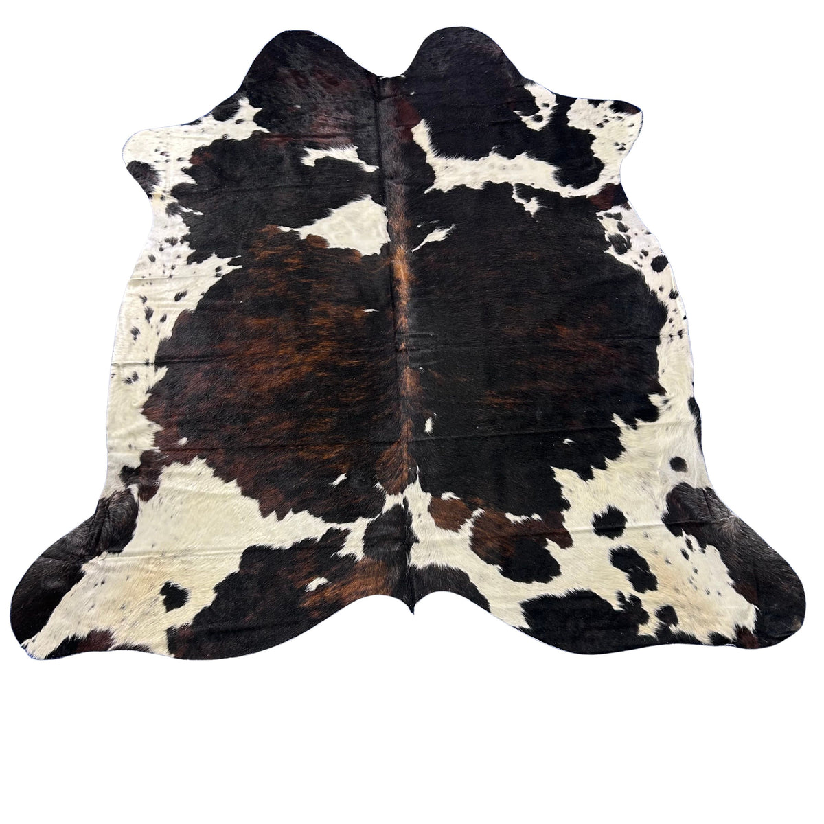 Dark Tricolor Cowhide Rug (41 sq ft) Size: 7x7 feet Colombia-2