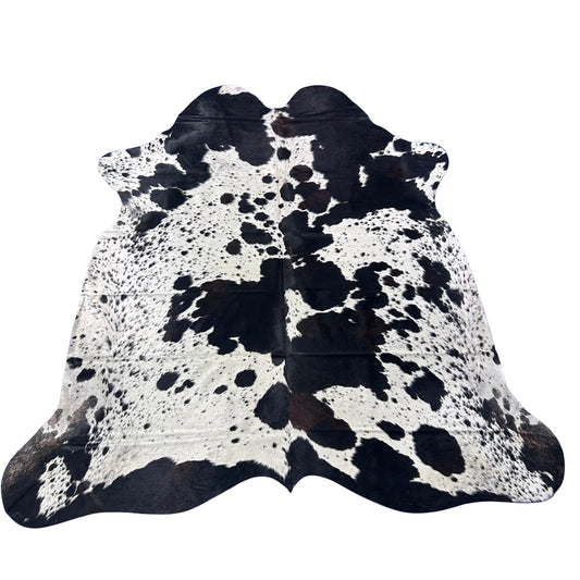 Spotted Black and White Cowhide Rug (a bit of brown/ 39.75 sq ft) Size: 7x7 feet Colombia-265