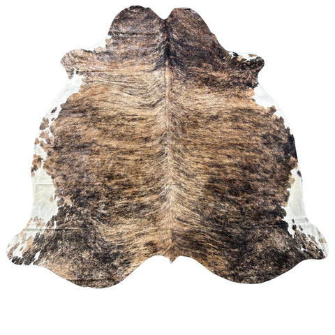 Medium Brindle White Belly Cowhide Rug (43 sq ft) Size: 7.7x7 feet Colombia-53