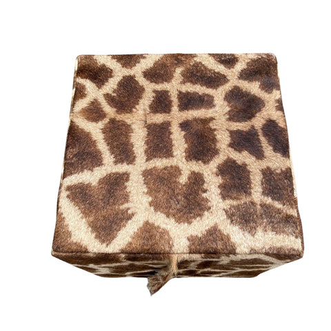 Real Giraffe Skin Ottoman Cube 20 H X 20 X 23H" Giraffe Skin Hair-on Ottoman # 2