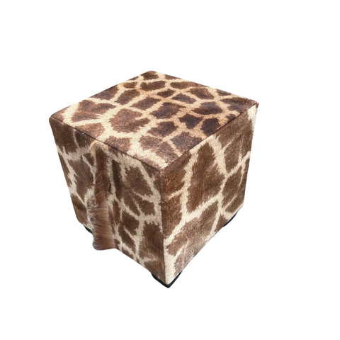 Real Giraffe Skin Ottoman Cube 20 H X 20 X 23H" Giraffe Skin Hair-on Ottoman # 2