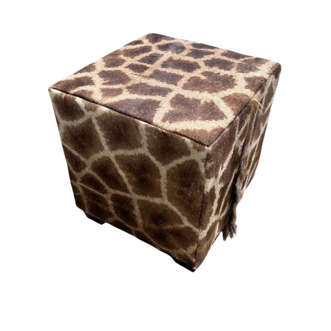 Real Giraffe Skin Ottoman Cube 20 H X 20 X 23H" Giraffe Skin Hair-on Ottoman # 2