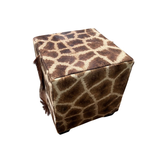Real Giraffe Skin Ottoman Cube 20 H X 20 X 23H" Giraffe Skin Hair-on Ottoman # 2
