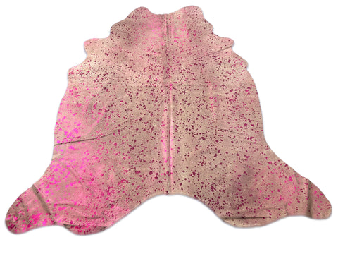 Pink Metallic Cowhide Rug Size: 7.2x7 feet D-002