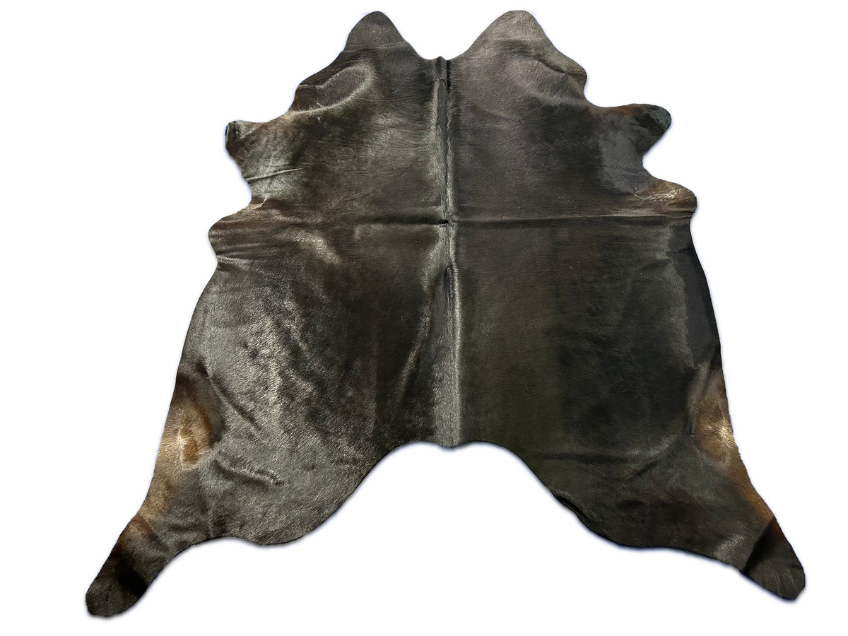 Natural Solid Black Cowhide Rug Size: 7x6.5 feet D-015