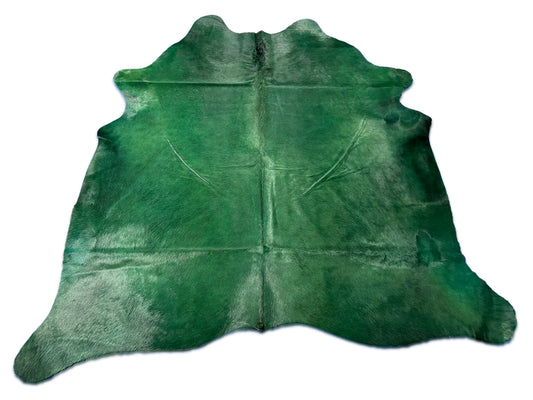 Dyed Emerald Green Cowhide Rug Size: 7x7 feet D-033