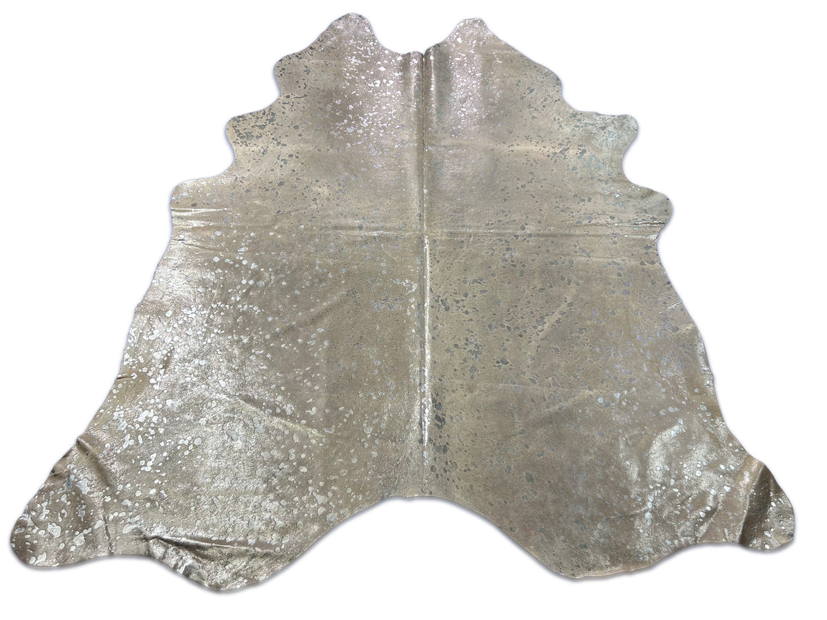 Silver Metallic Cowhide Rug Size: 7.7x7 feet D-057