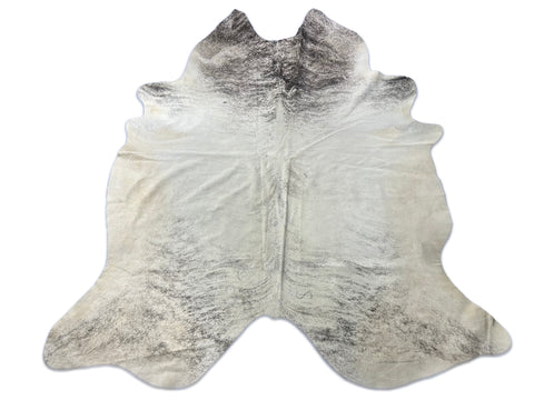 Light Grey Brindle Cowhide Rug (many fire brands/ 1 little patch) Size: 8x7 feet D-063