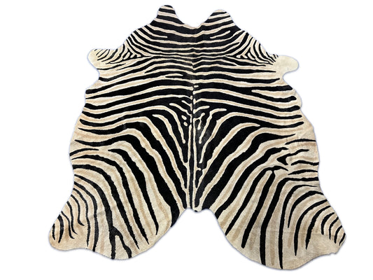 Genuine Zebra Print Cowhide Rug (stripes a bit faded) Size: 7x5.5 feet D-073