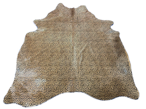 Cheetah Print Cowhide Rug (golden beige background) Size: 7x6 feet D-091