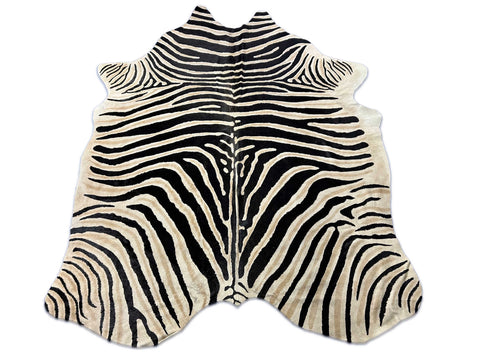 Genuine Zebra Print Cowhide Rug (inner stripes are light brown/black stripes are a bit faded in center of the hide) Size: 7x5.5 feet D-100