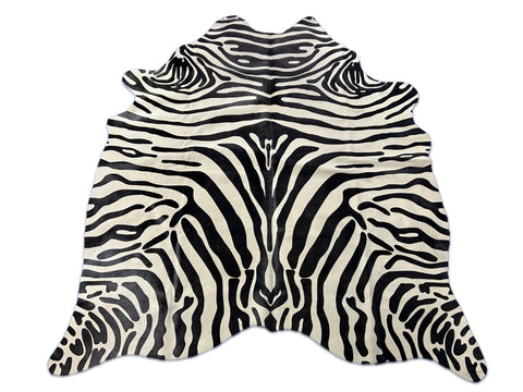 Upholstery Zebra Cowhide Rug (1 patch/1 fire brand) Size: 6x5.5 feet D-101