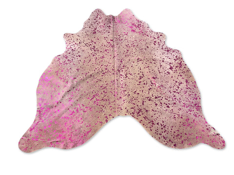 Pink Metallic Cowhide Rug Size: 6.5x6.2 feet D-112