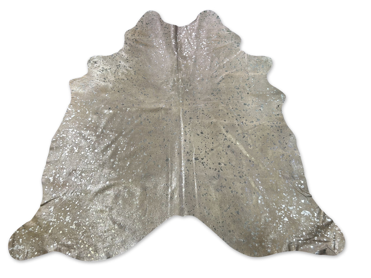 Silver Metallic Cowhide Rug Size: 8x7.2 feet D-113