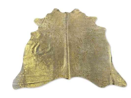 Gold Metallic Cowhide Rug Size: 5x5.2 feet D-115