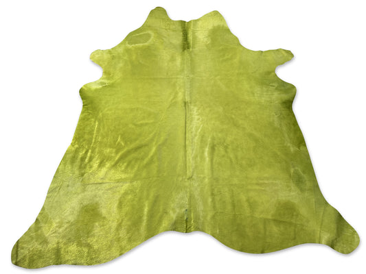 Dyed Lime Green Cowhide Rug Size: 8x7.2 feet D-116