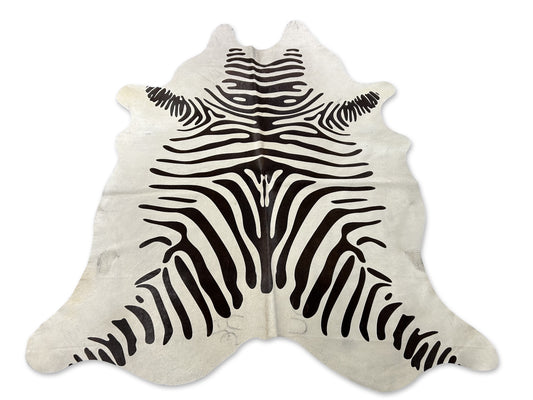 Zebra Cowhide Rug (Stripes are Dark Brown) Size: 7.2x6 feet D-117