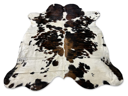 Tricolor Cowhide Rug (100% perfect and gorgeous!) Size: 7x7 feet D-122